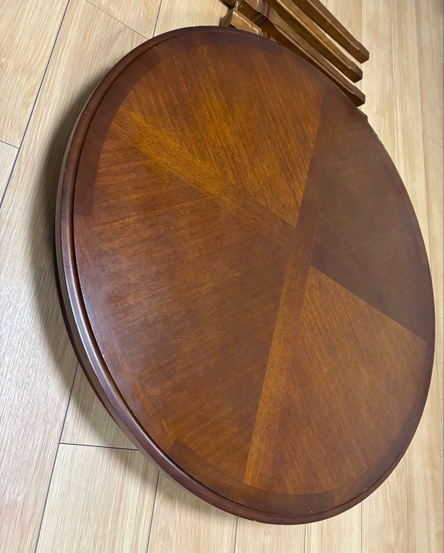 クラシック円形木製テーブル　地中海　円卓　コーヒーテーブル　ラウンドテーブル