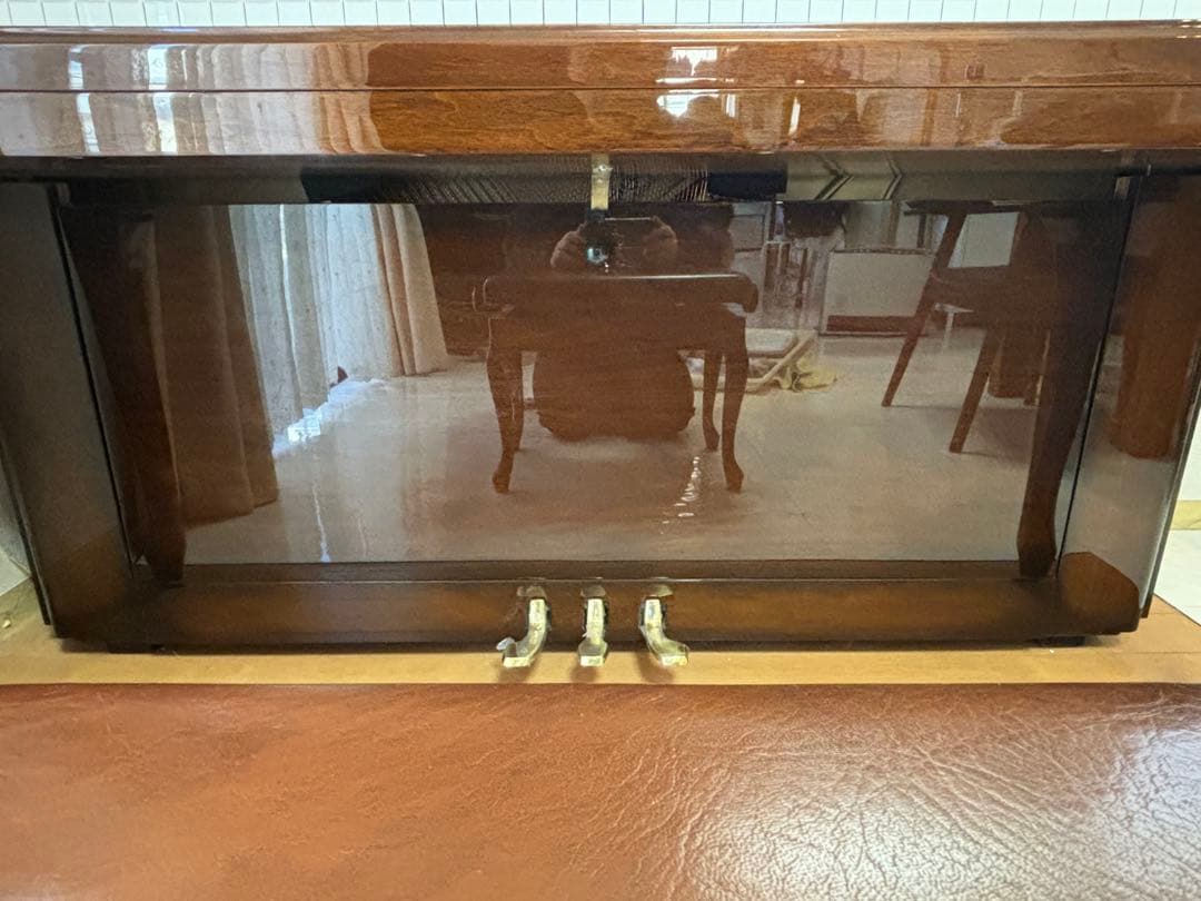 APOLLO 猫足アップライトピアノ ブラウン 椅子付き