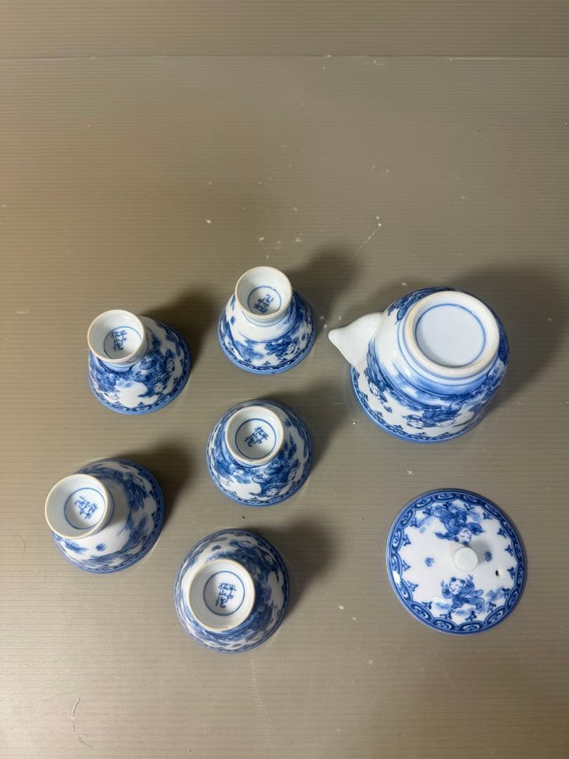2479 平戸松山作　唐子絵　茶器セット　宝瓶1客　湯呑5客