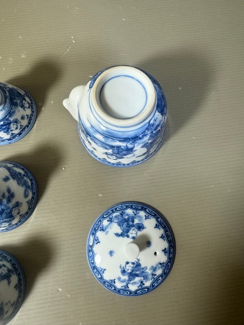 2479 平戸松山作　唐子絵　茶器セット　宝瓶1客　湯呑5客