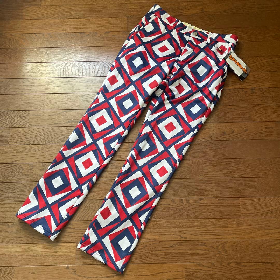 新品　LOUDMOUTH ボンディングパンツ　L 幾何学模様 ゴルフウェア