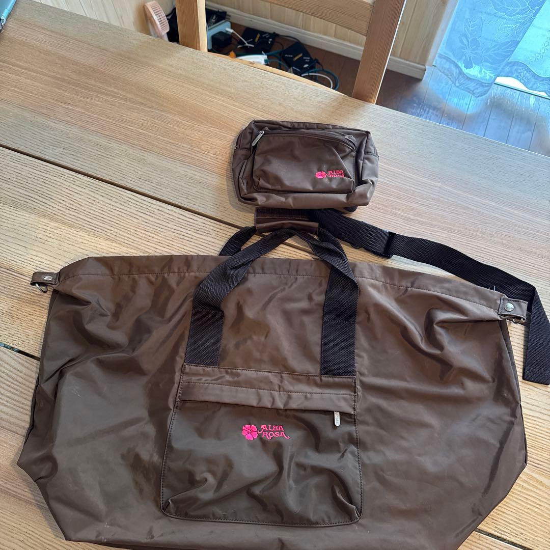 ALBAROSAブラウン ボストンバッグ ウエストポーチセット