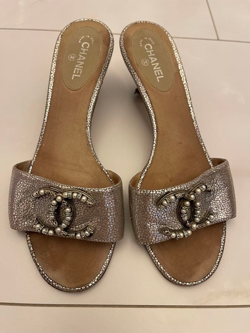 CHANEL シャネル ココマーク ミュール サンダル シルバー