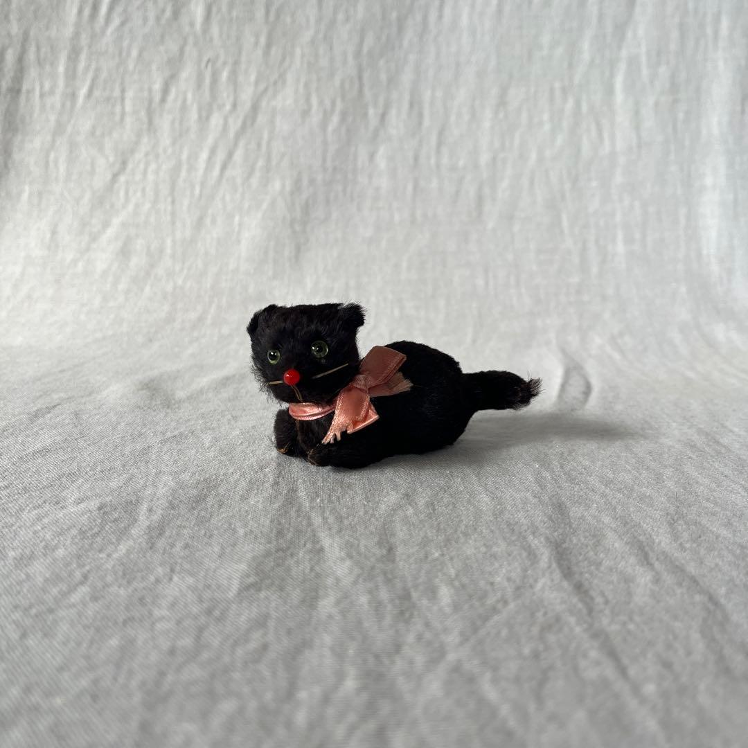 アンティーク　ドイツ　黒ねこ　リアルファー