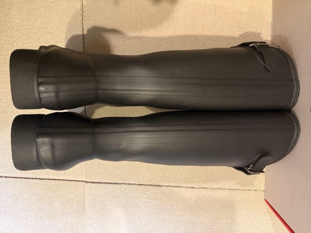 未使用級☆ ハンター HUNTER レインブーツ　長靴　ロング丈　黒　24cm