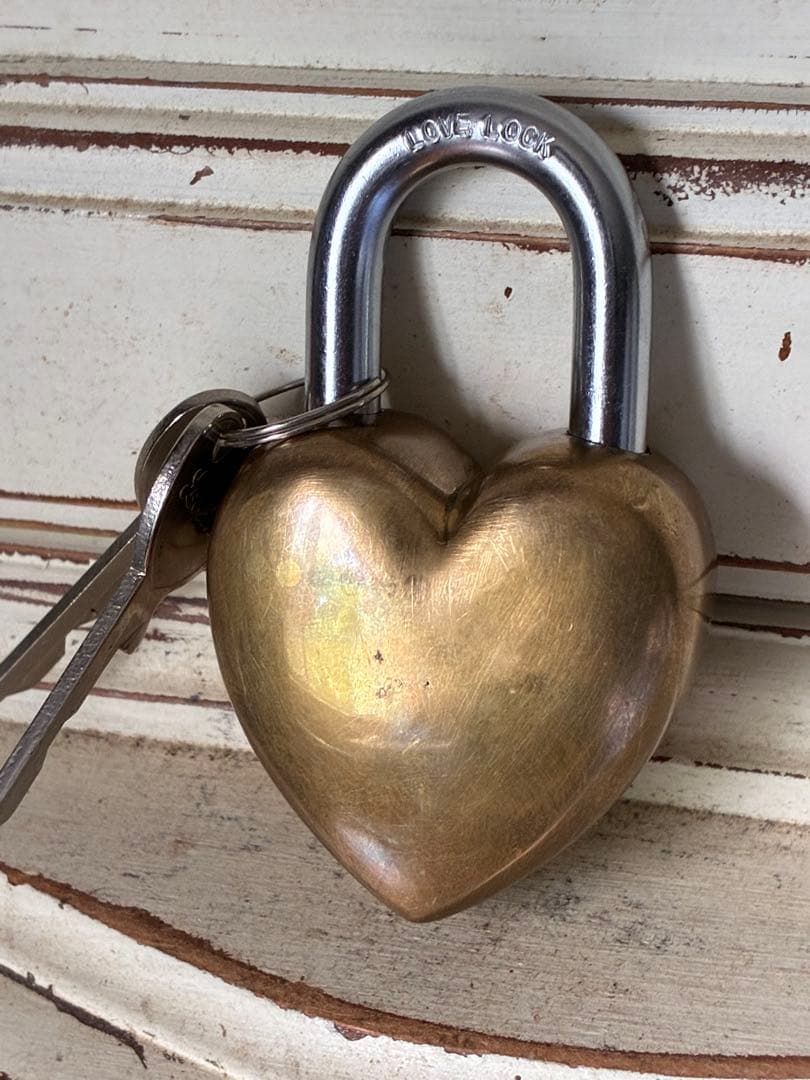 アンティーク 南京錠　鍵 パッドロック　Love lock　キー　真鍮　アメリカ