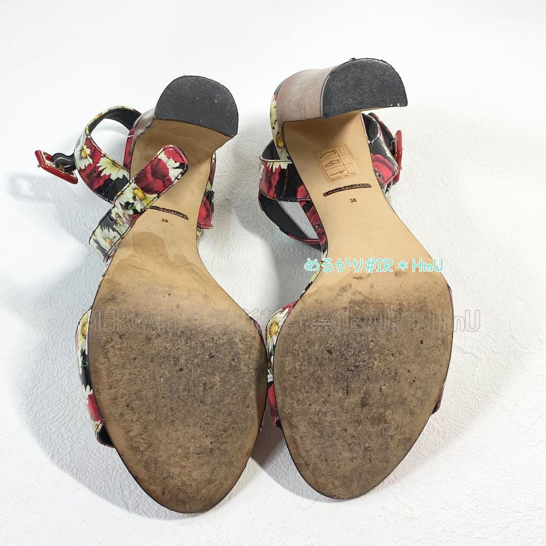 DOLCE&GABBANA 花柄　ハイヒール　サンダル　アンクルストラップ　38