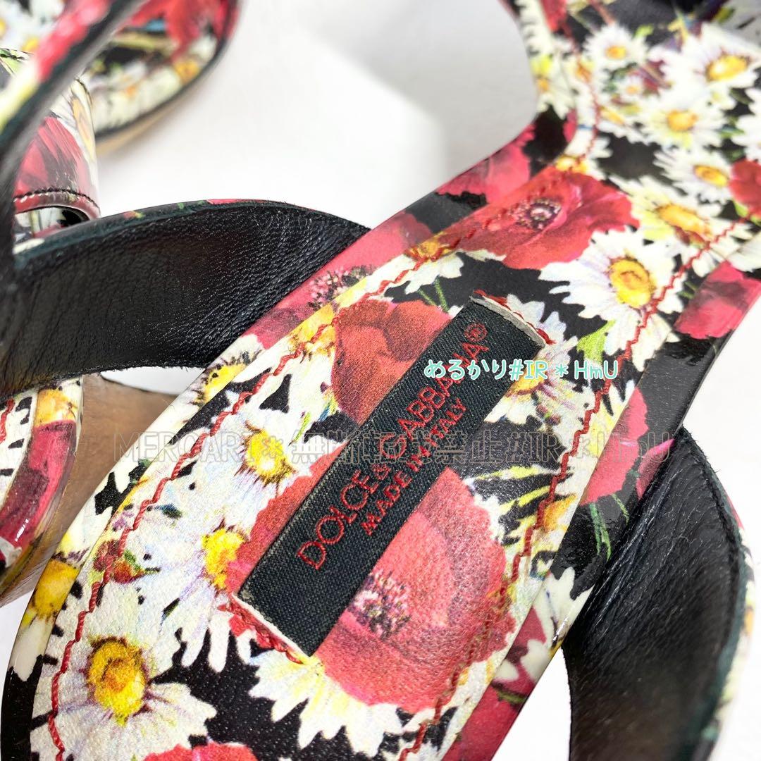 DOLCE&GABBANA 花柄　ハイヒール　サンダル　アンクルストラップ　38