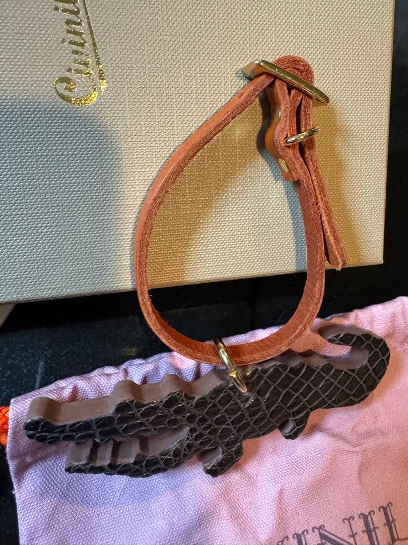 チビナイル　馬蹄チャーム&バングル チビワニ3点セット　クロコダイル　キャラメル