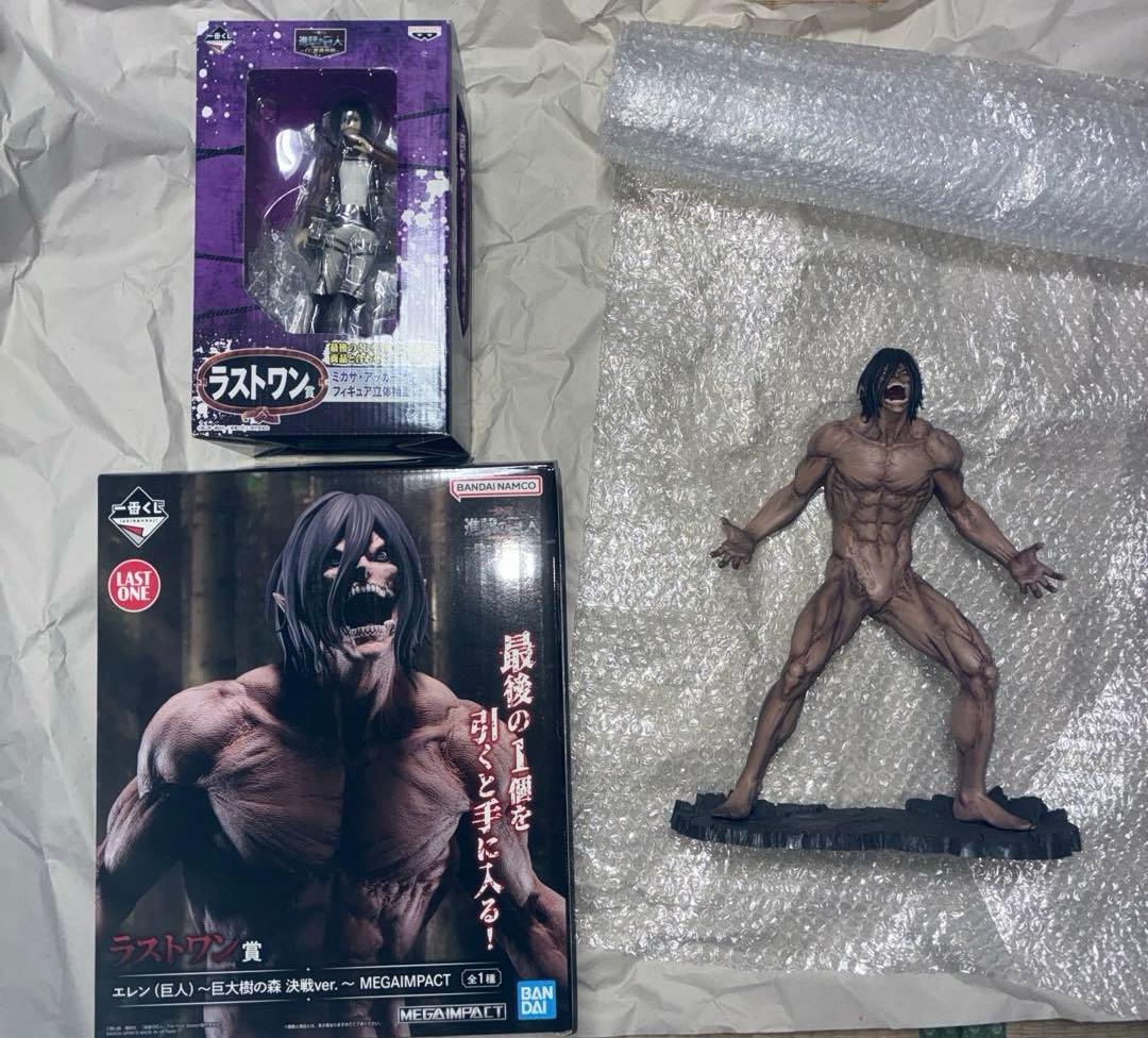 進撃の巨人　一番くじ　ラストワン　エレン（巨人）、ミカサ　2点