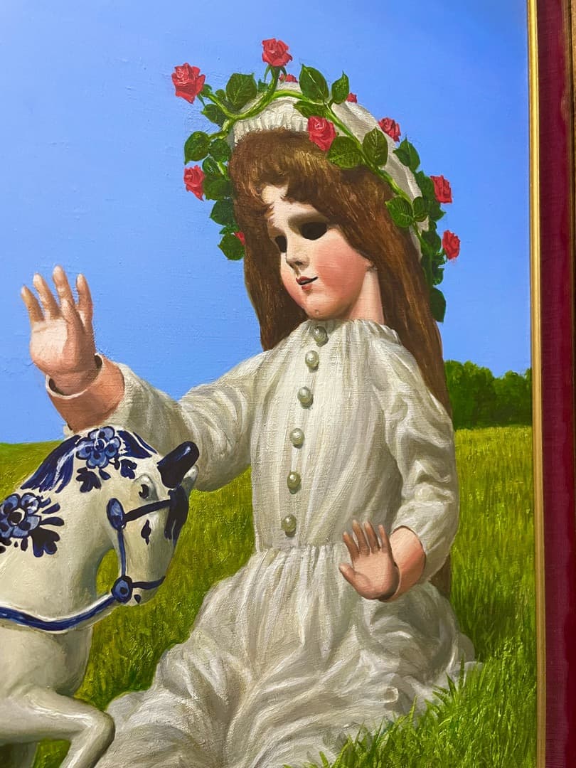 ◇不気味でファニーな世界観◆小松崎 邦雄『デルフトあたり』油彩 15号 共シール