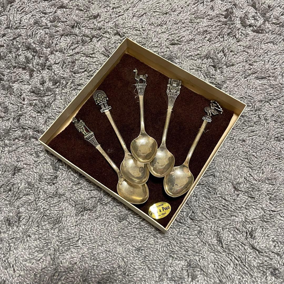 ケ*イ様 ペルーの銀製スプーン 5本セット　アンティーク