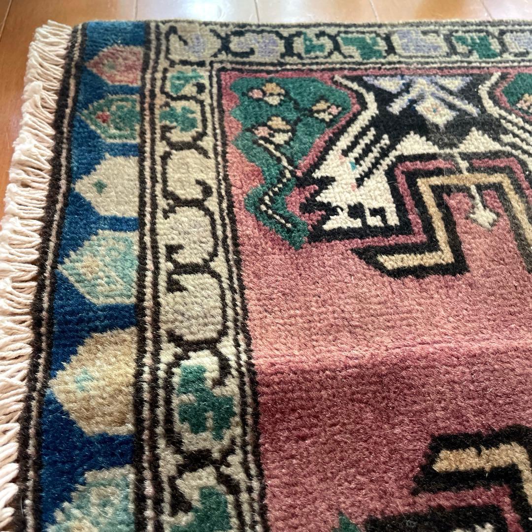 45×91 くすみグレープカラー　小さめメダリオン　トルコヴィンテージラグ