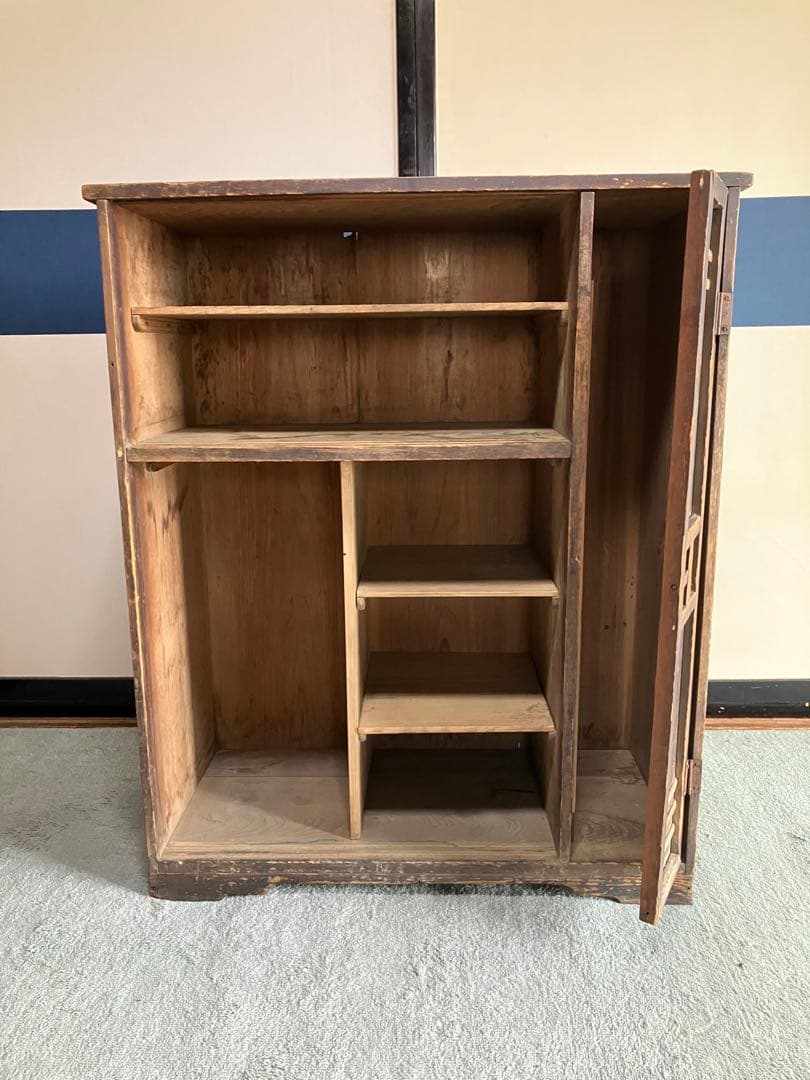 レトロ商品　木製彫刻入り　中型下駄箱　傘入れ　アンティーク家具