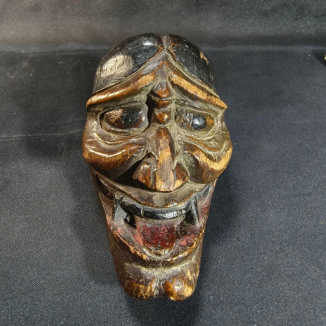 タバコ根付 木彫お面 江戸骨董 古美術 アンティーク 博物館クラス 極上珍品