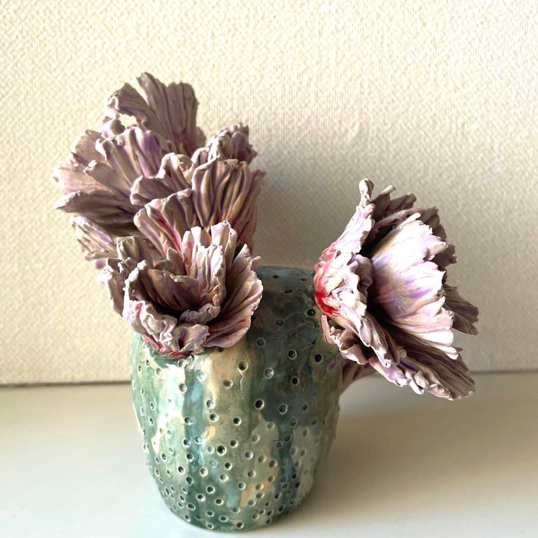 ※最終SALE※超希少！マリアンネフオタリ　サボテンの花　陶器置物アラビア