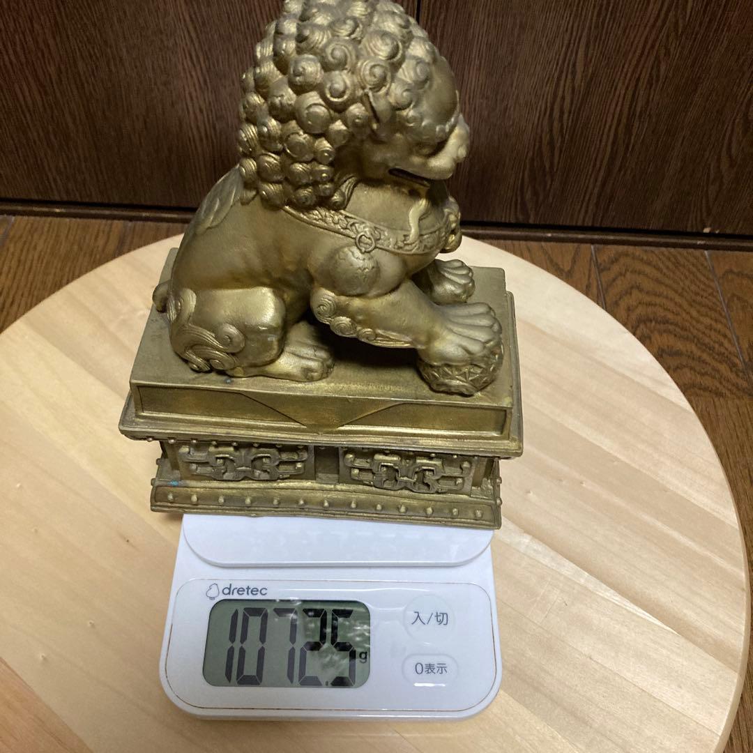 最強の守護者　真鍮製　シーサー　獅子　狛犬像2体セット