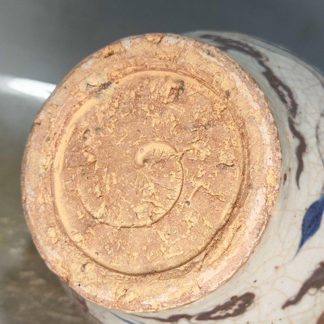 時代物　中国元時代　染付け　青花瓷　龍罐　時代物