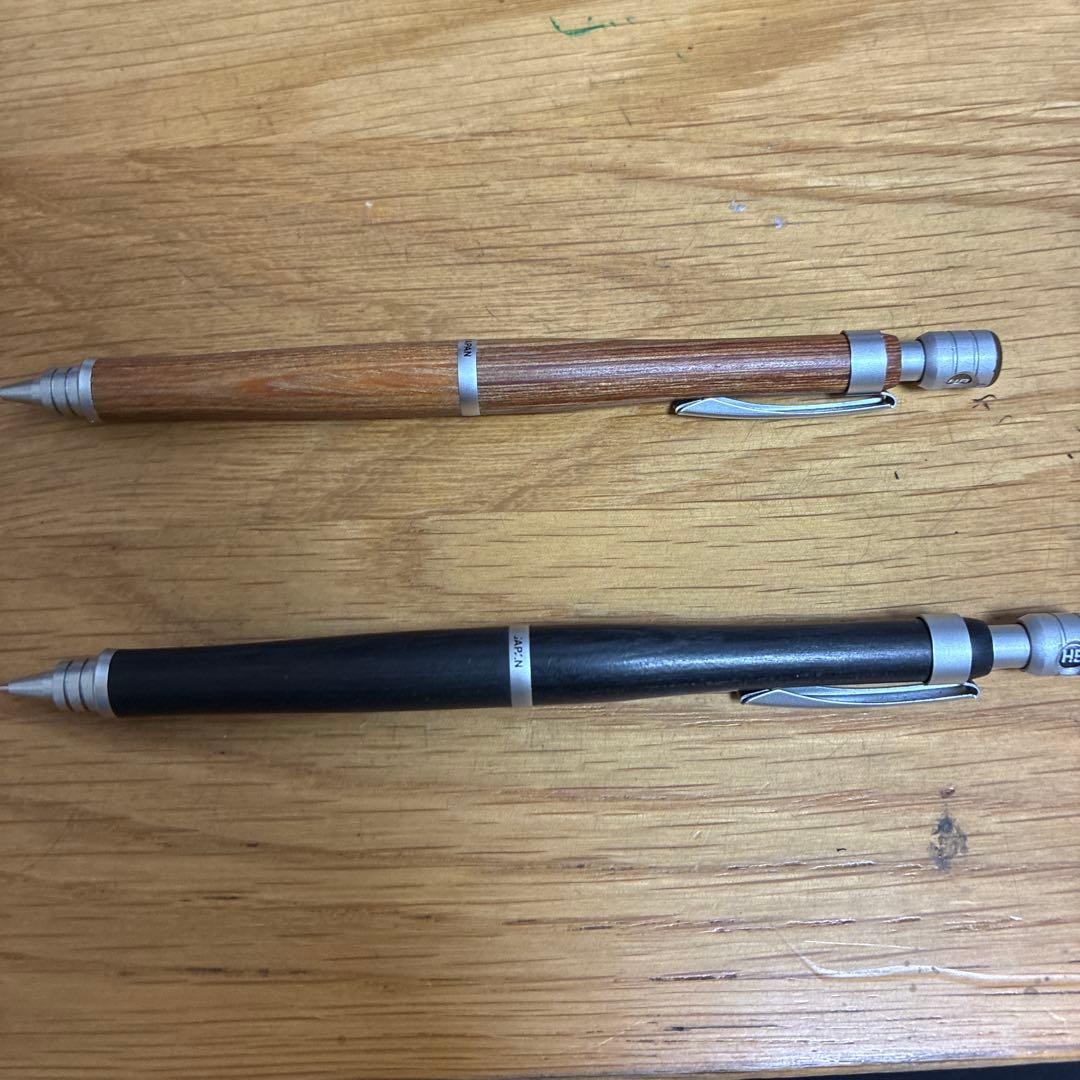 PILOT シャープペンシル 木製・黒、茶色ケース付き