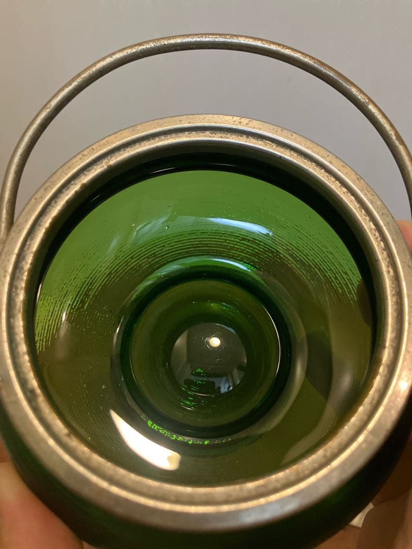 ◆◆専用◆◆濃緑色の大きめガラスシュガーポット◇レトロ◇大正ガラス◇戦前ガラス