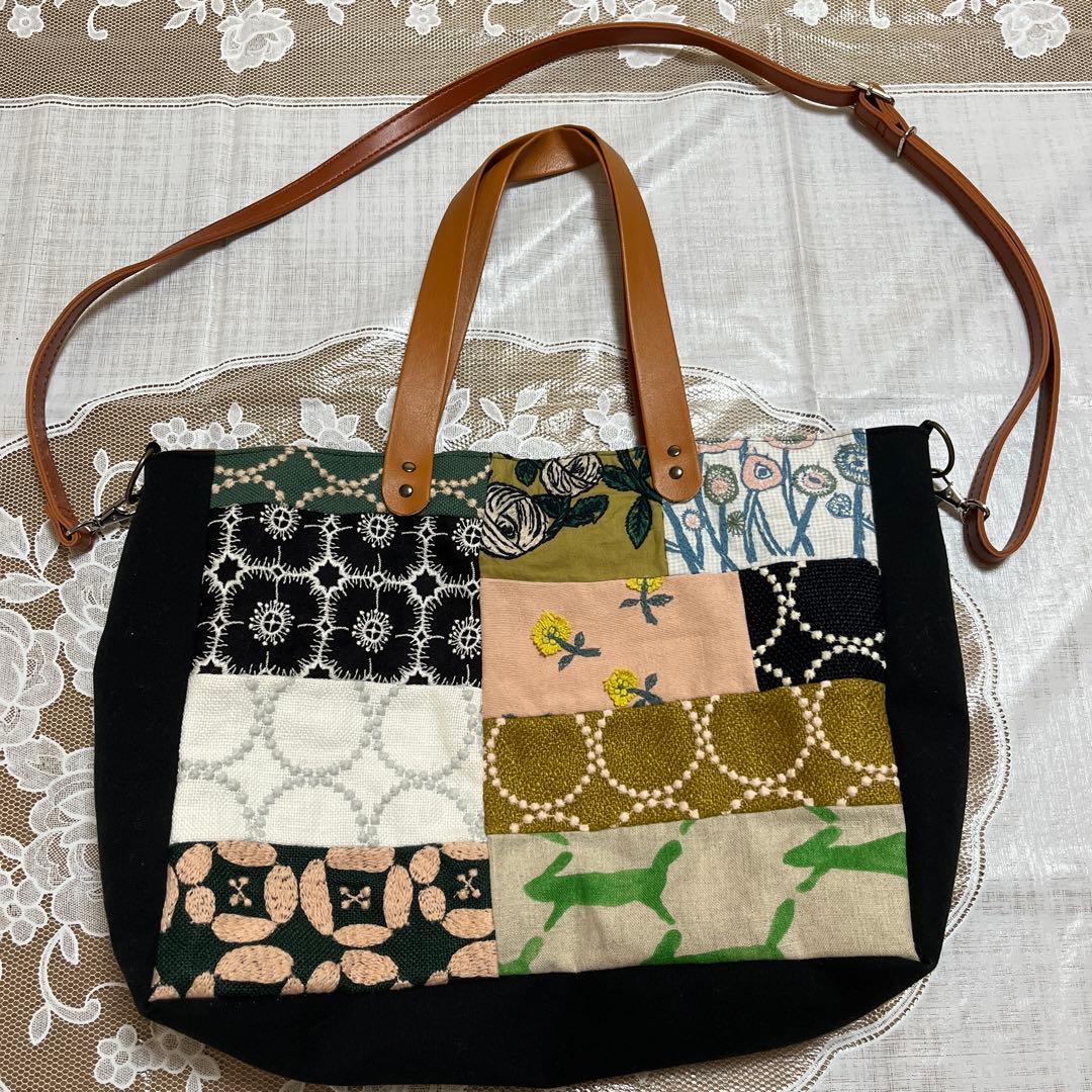 ミナペルホネン生地使用　パッチワークトートバッグ