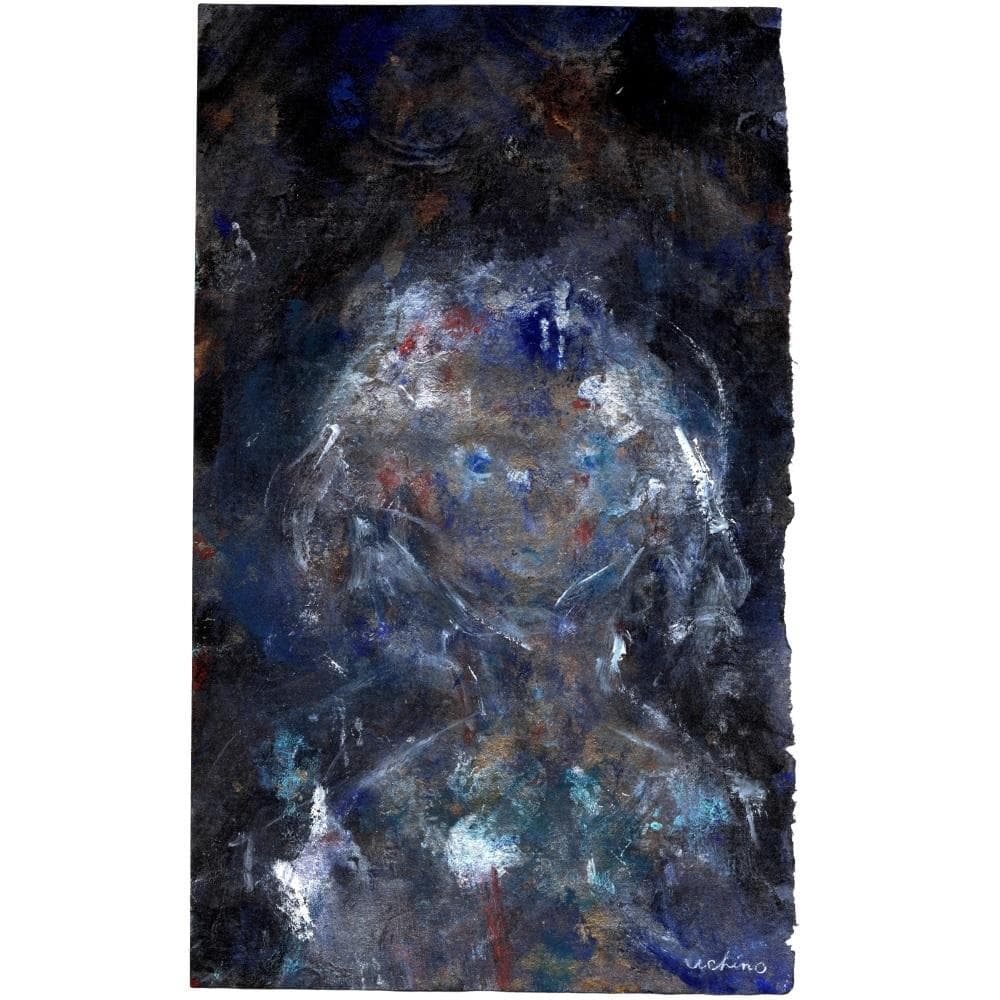 内野隆文　肖像　人物画　絵画　現代アート　アンティークペーパー　古紙　額縁