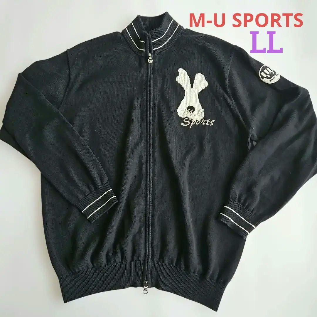 M-U SPORTS フルジップニット メンズ 黒　ゴルフウェア LL