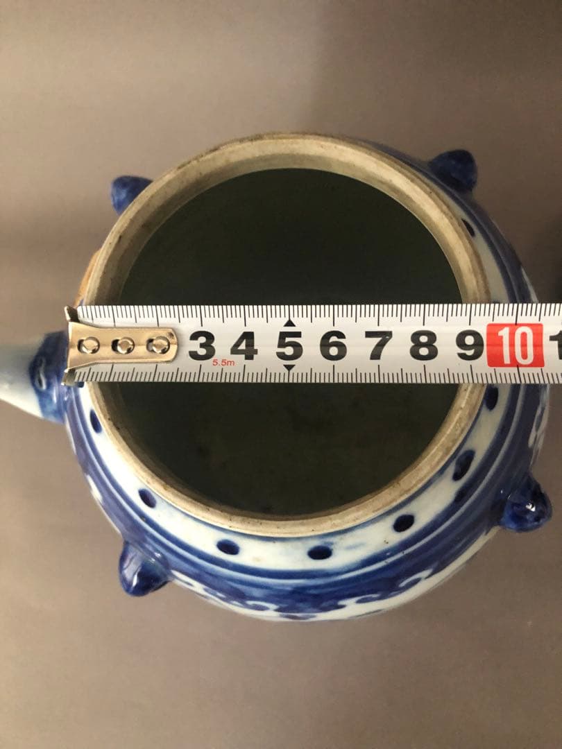 中国骨董　古美術　青花四耳水差し、花瓶