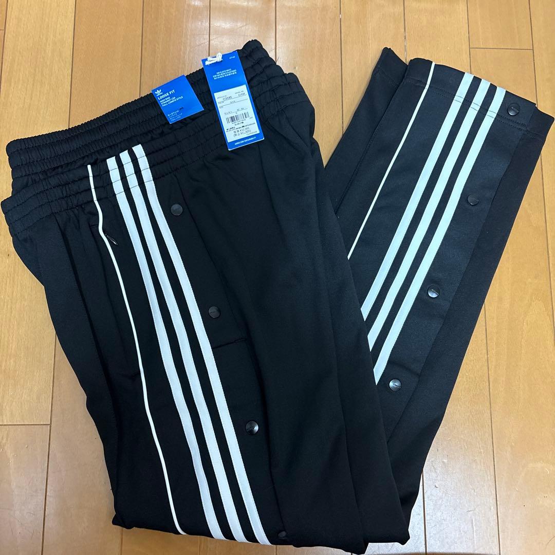 アディダス ダブルウエスト 黒　アディブレイクパンツ ジャージ S