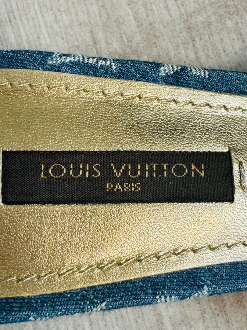 ■LOUIS VUITTON■替えヒール付き■デニム地モノグラムミュール■お花■
