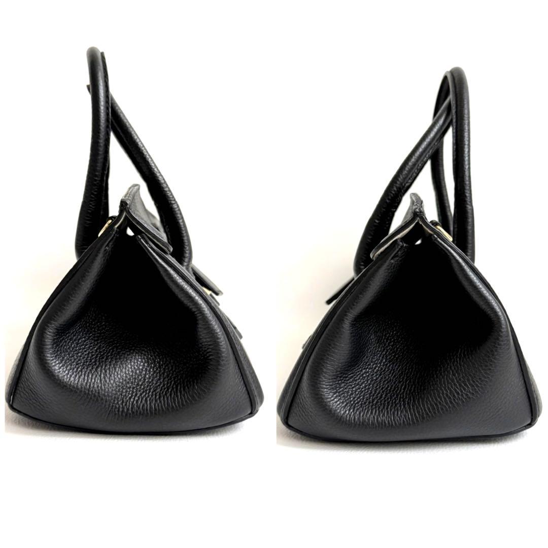 美品 CHRISTIAN VILLA 2WAYレザーワイドハンドバッグ