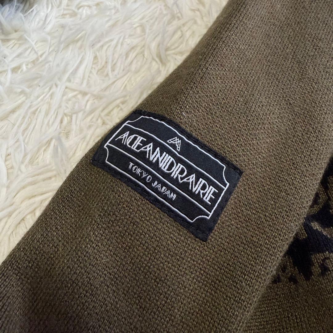 【エースアンドレア】美品♡ニットワンピース モックネック ロゴ 168S カーキ