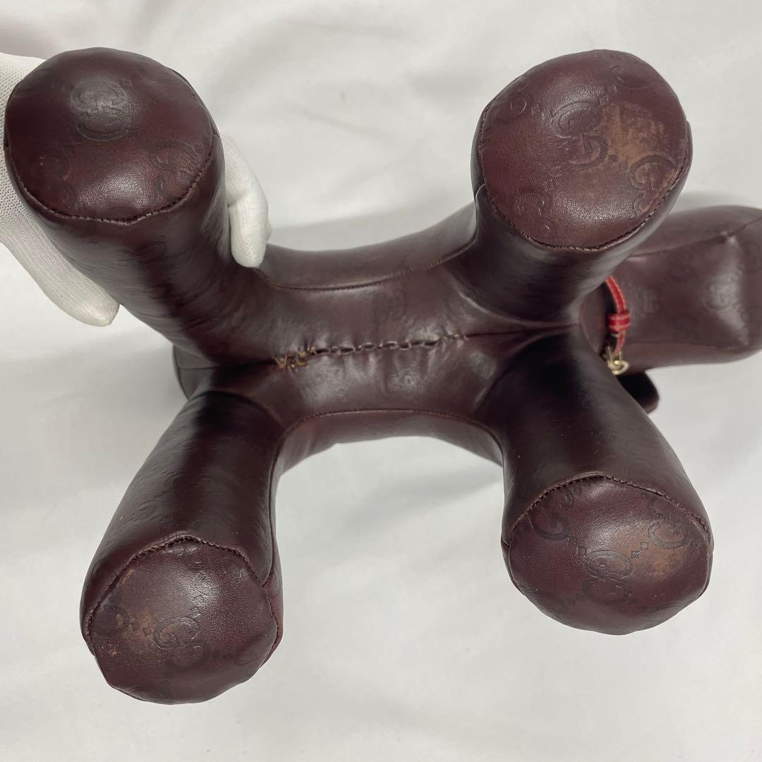 DN-A0580　GUCCI　グッチ　犬　シマ　ぬいぐるみ　ブラウン