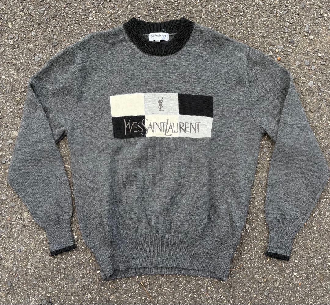 Yves Saint Laurent イブサンローラン グレー セーター 古着
