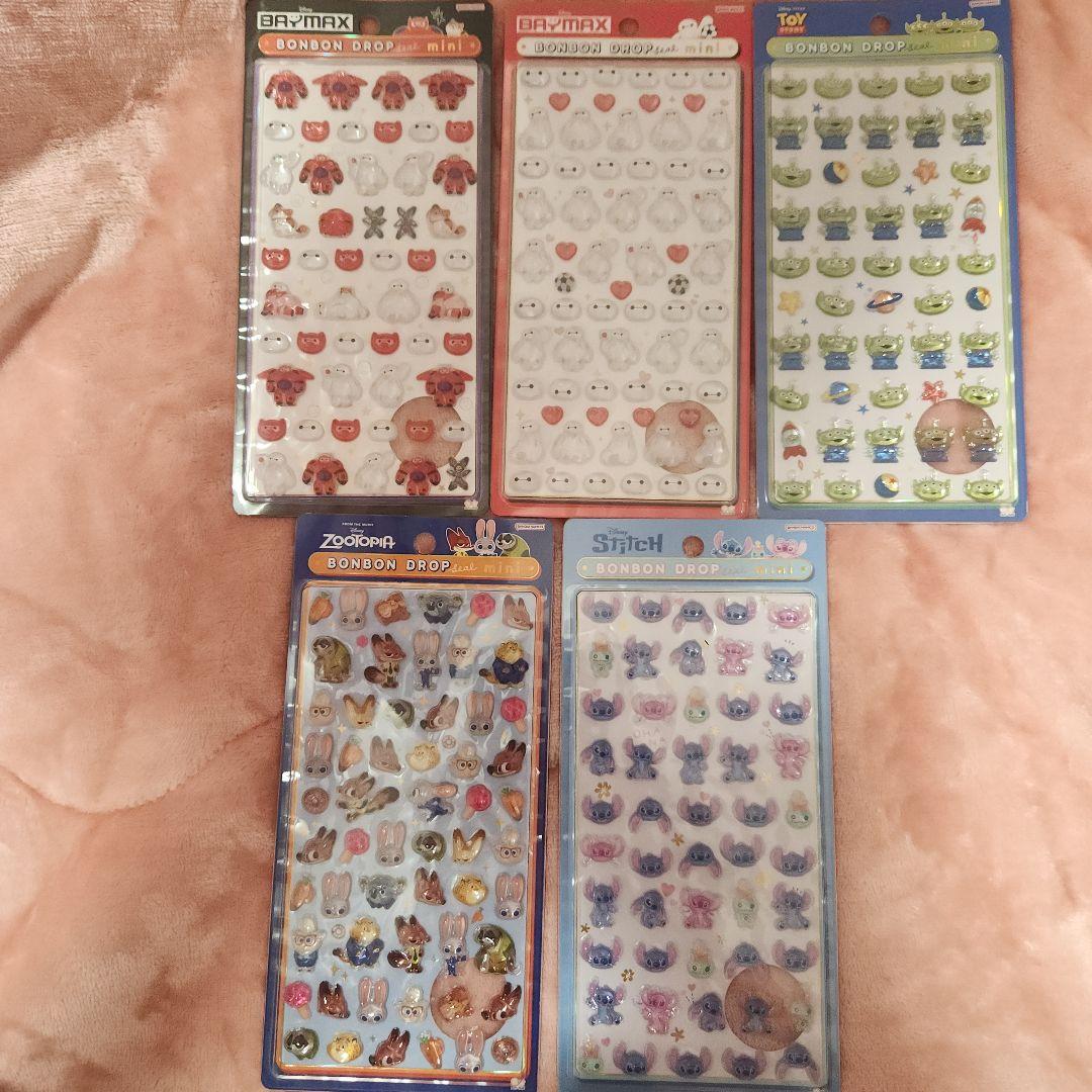 ボンボンドロップシール　ディズニー　5種類 セット ズートピア　ベイマックス