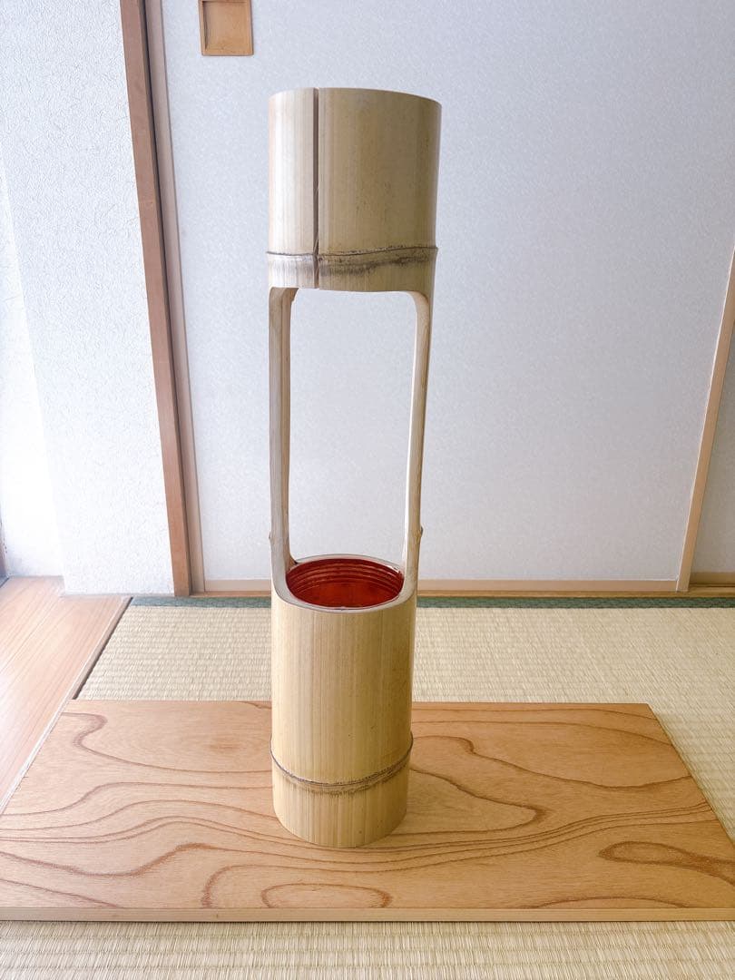 86 美品　根なし　二重切り　二重切　 生け花　竹花入れ　華道具