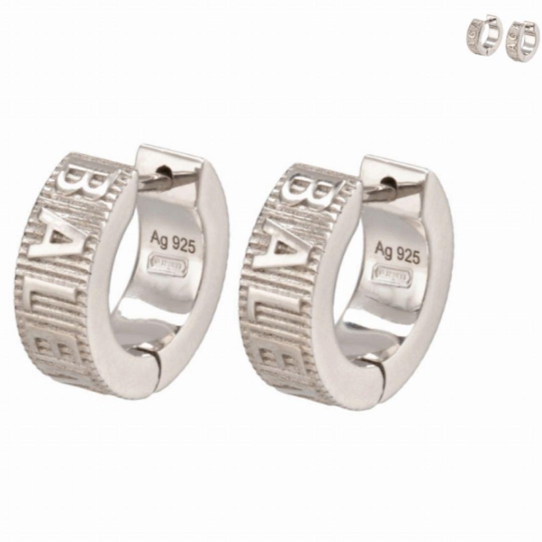 【美品】BALENCIAGA フープ ピアス ロゴ FORCE STRIPED