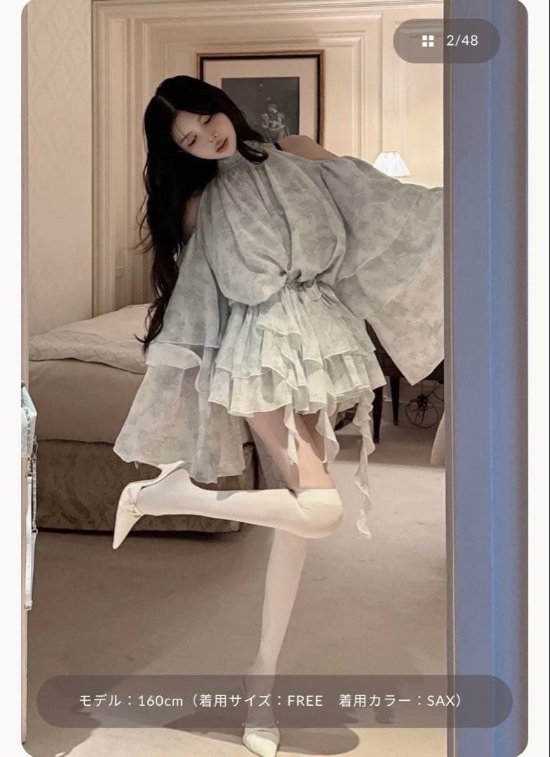 あ*引様 Darichトワルドジュイシフォンフリルミニワンピース