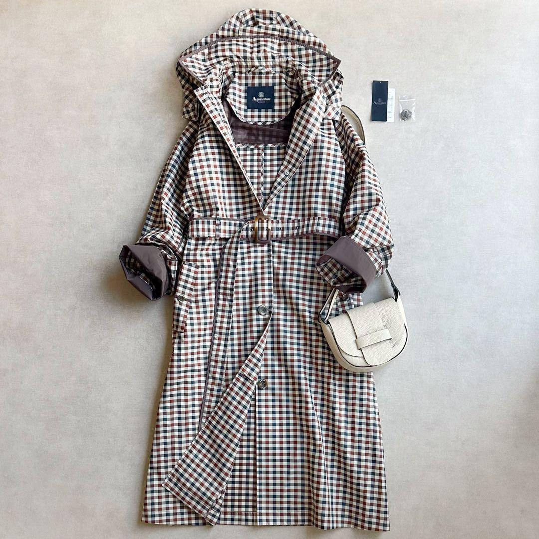 極美品▲Aquascutum アクアスキュータム /レインコート クラブチェック