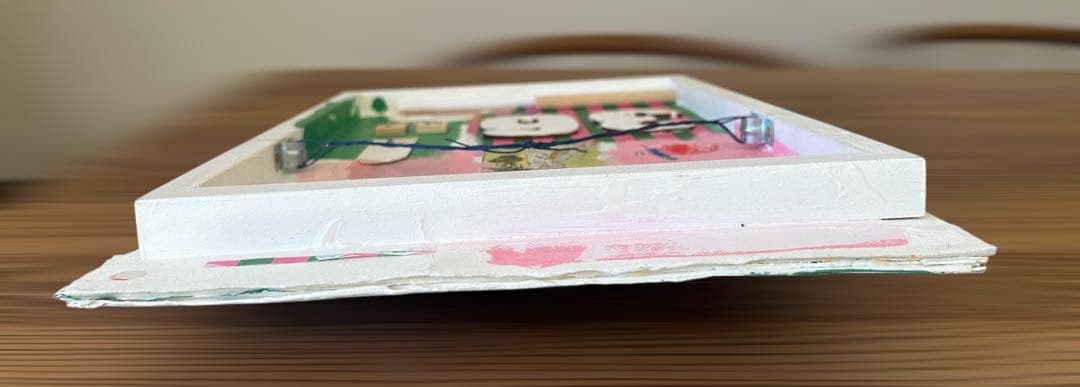 コラージュアート作品　ミクストミディア　和紙　ペイント　アメリカ