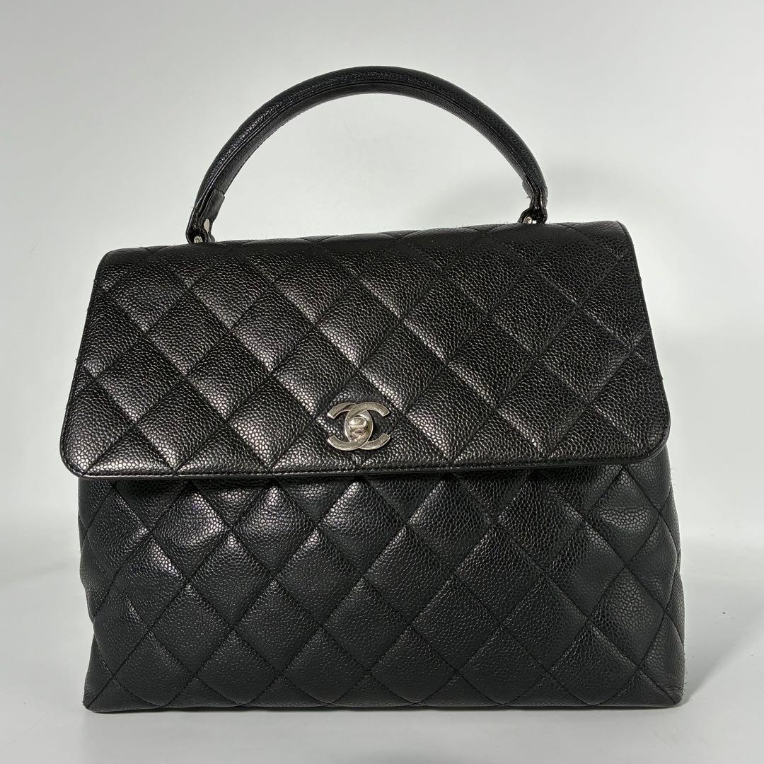 鑑定料無料✨シャネル　CHANEL キャビアスキン　トップハンドル　ターンロック