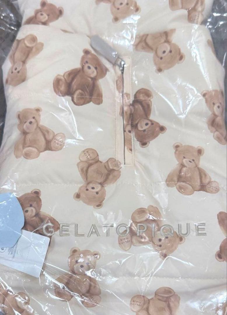 ジェラートピケ 中綿ベスト　くま柄　XLサイズ