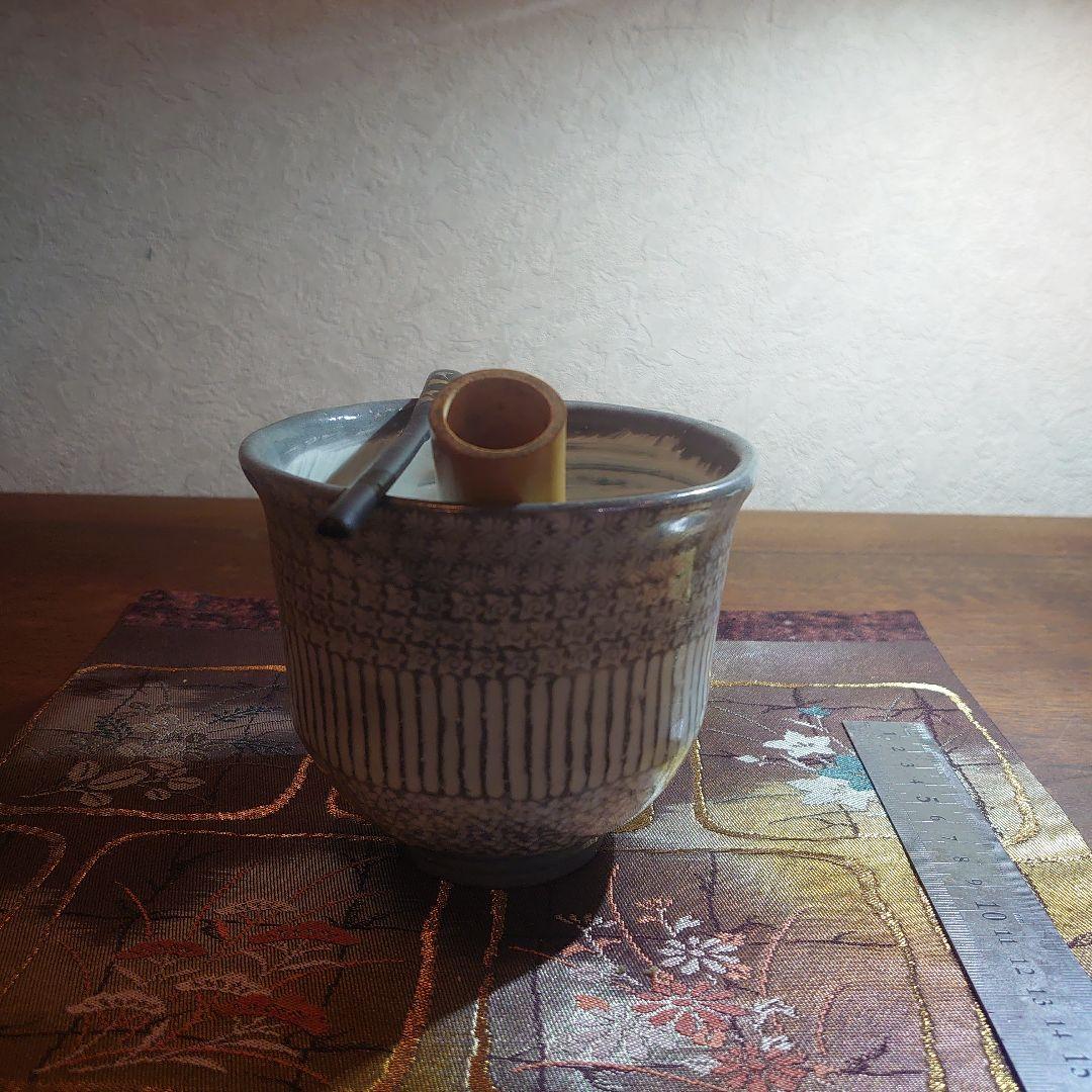 陶芸家作品三島の陶器製深抹茶碗茶道具