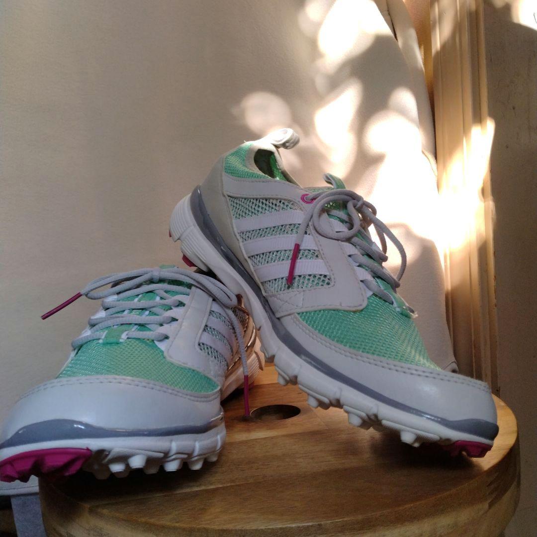 アディダス　新品　レディースゴルフシューズ　超軽量412g　遠征　ミントグリーン