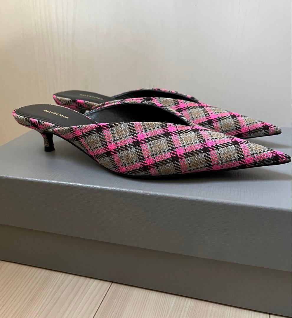 バレンシアガ　ミュール　チェック柄　35サイズ