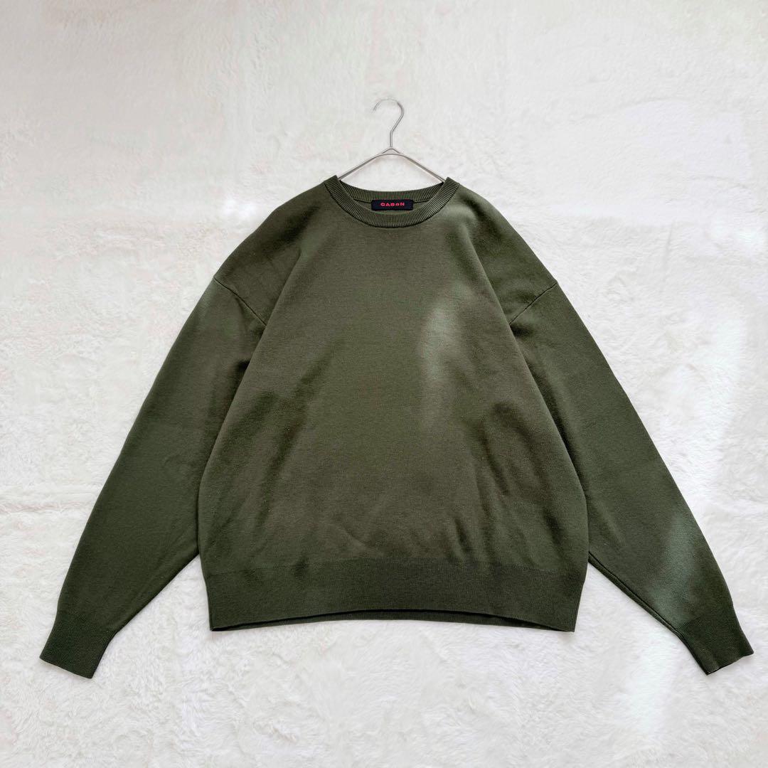 美品✨CABaN コットンカシミヤクルーネックプルオーバー ダークグリーン　M