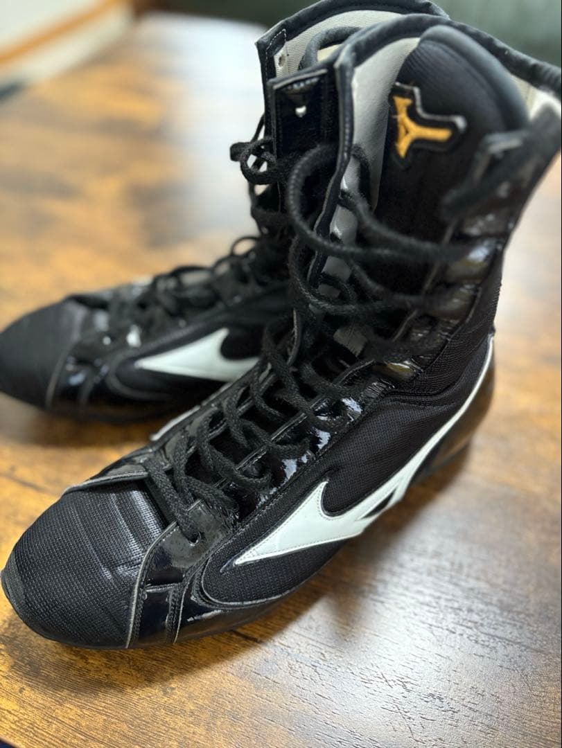 Mizuno ミズノ ボクシングシューズ 黒/白 ハイカット25.5cm