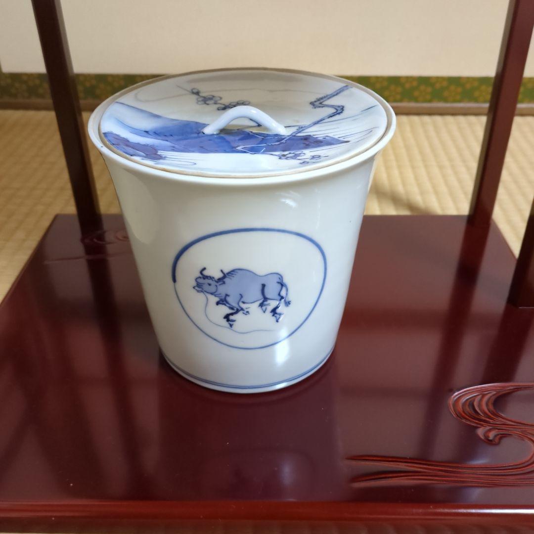 膳所焼　十牛図水指