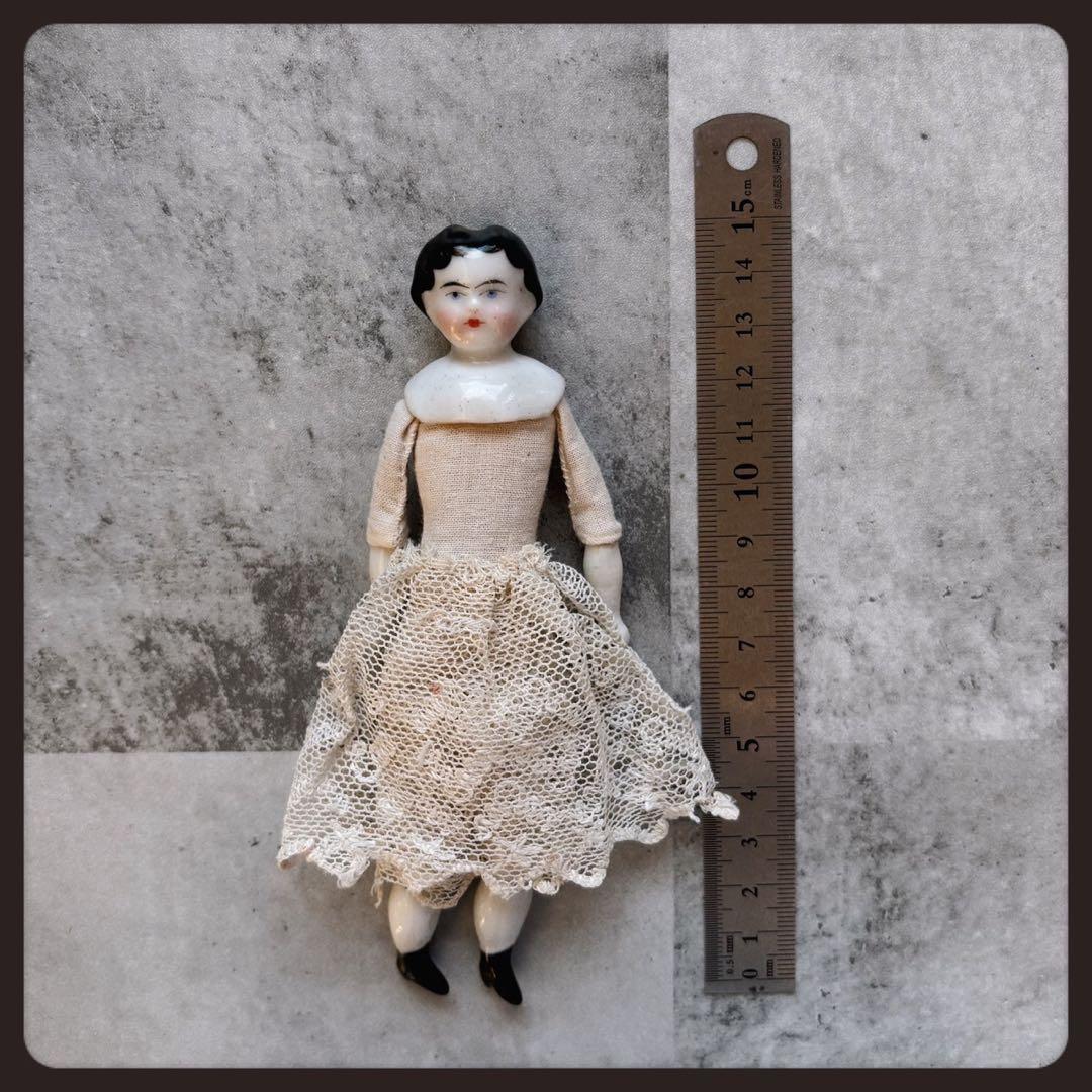 レアアンティーク チャイナヘッドドール　フラットトップ ビスクドール