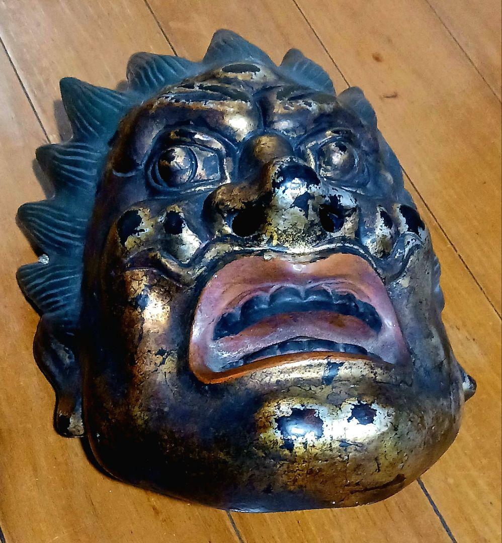 乾漆神楽面 薬師十二神将 代折羅大将 模国宝 ばさら面 壁掛け型 夜叉王